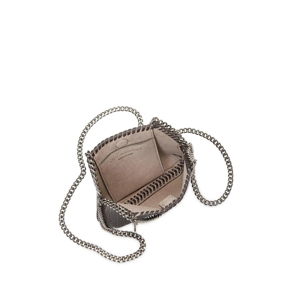 Stella McCartney Falabella Chain Mini Crystal Crossbody Bag Light grey‎ NEW - Picture 3 of 9